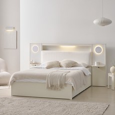 (사전예약 EVENT) 루미에르 LED 패브릭헤드 빅수납 침대 프레임 Q, 루미에르 Q, 크림