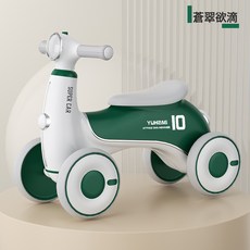 兒童平衡車1一5歲寶寶學步車嬰幼兒無腳踏滑步小孩四輪滑行溜溜車, 1個, 蒼翠欲滴(普通款):如圖所示