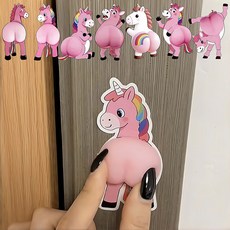 귀여운 말 캐릭터 도어가드 물 캐릭터 도어가드 스티커 문콕방지 도어쿠션, 7개, Pink
