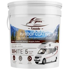 RV 지붕 코팅제 흰색 5갤런 방수 태양광 반사 유연한 실란트 캠퍼 여행용 트레일러 모터홈 누수 수리 및 유지보수, 5 Gallon White