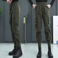 MOSAIRATION 여성 하이웨스트 빅포켓 디자인 기모 캐주얼 하렘 조거 팬츠 K0112301