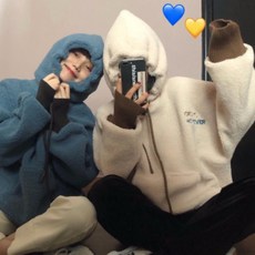여성 데일리 양털후리스 뽀글이 오버핏 점퍼 블루
