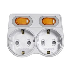 국산 안전 인증 절전 L자 2구 어댑터 16A 멀티탭 신성, 화이트, 1개, 9cm