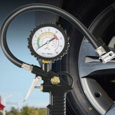 웬카 타이어바람넣기 타이어 공기주입 게이지, 건타입 타이어게이지(블랙)
