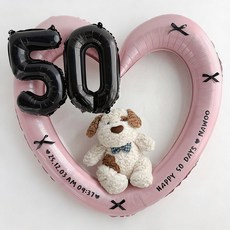 로나파티 50일 셀프 촬영 레터링 숫자 풍선 하트 아기 기념일 소품 용품, 핑크 하트+블랙