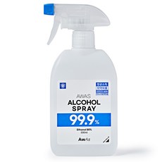 AWAS 이도소독용에탄올 항균 살균 알콜 소독스프레이, 1개, 500ml
