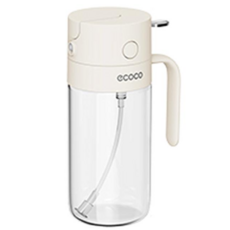 ecoco一鍵按壓式噴油瓶，廣角霧化，傾斜自動翻蓋，304不鏽鋼壺嘴，大口徑加油，廚房健康控油神器, 600ml, 1個
