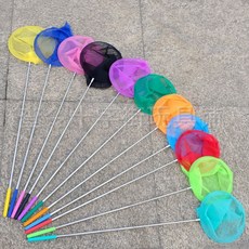 兒童昆蟲觀察盒帶放大鏡生物小昆蟲觀察盒戶外伸缩撈魚網蝴蝶蜜蜂捕蟲器玩具, 1個, 五毫米彩色网眼捕虫网1个