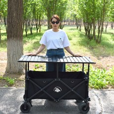 대형 접이식 플리마켓 매대 야외캠핑 트레일러 수레, 기본 모델명/품번, 1개, 블랙 캠핑 120x60 블랙