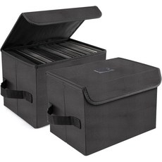 알라비스프 xx 7인치 비닐 레코드 보관함 나일론 접이식 및 쌓을 수 있는 LP 보관 케이스 2개 세트 뚜껑과 손잡이가 경우 120개의 단일 레코드7인치를 보관할 있습니다, 7-inch