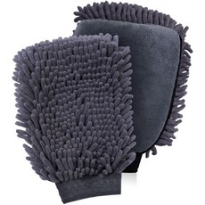 프리미엄 세차 건조 장갑 자동 디테일을 위한 2-in-1 양면 샤닐 극세사 부드러운 세탁기로 감싼 카 스펀지 2팩 블루, Gray