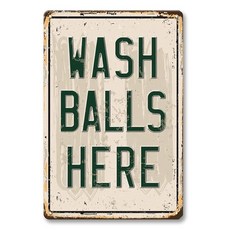LIZATIC Wash Balls Here 사인 - 골프 벽 아트 데코 골프 벽 남자 동굴 차고 홈 바 지하 벽 장식 액세서리 남성 및 골프 애호가를 위한 멋진 선물, LIZATIC Wash Balls Here 사인 - 골