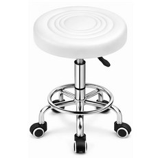 라온프리 미용 원형 이동식 바퀴의자, 1개, 화이트