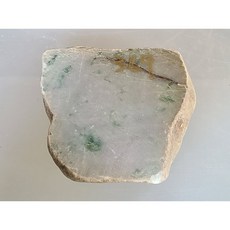 七彩翡翠 翡翠天然原石 翡翠毛料 半明料 改口料 局部拋光 台灣現貨 369g, 1個