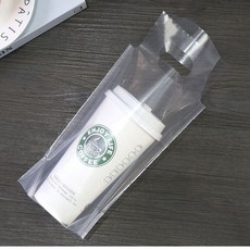透明奶茶袋 飲料打包袋 加厚單杯雙杯 適用於奶茶、咖啡、水果桶, 1個, 普通雙層8絲,單盃700ml  500個送100個