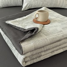 夏被新款全棉A類三層紗水洗棉提花大豆夏被空調被四件套, 48x74cm枕套一對