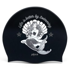 오호라스튜디오 링클 실리콘 수영모자, 세이렌 블랙화이트, 1개