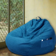 빈백소파 충전재 없는 느긋한 커버 의자 린넨 천 라운저 좌석 푸프 퍼프 다다미 거실, 5) Blue L 100x120cm