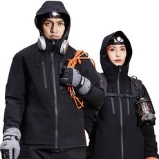 WESMART 그래핀 충전식 발열 자켓 바람막이 방수 아웃도어 등산복 고투습성 방한 파카 겨울 스키복 낚시복 테크웨어 스마트 온도조절 외투 M56