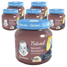 Gerber 嘉寶 維生素C兒童果泥113g, 6個, 113g, 香蕉+藍莓