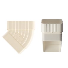 PVC 트렌치 지붕 빗물받이 우수관 처마 물받이 선홈통 거터 시스템 빗물받이관 길이80cm, L. 사각 수직관 45도 좌/우 엘보 2개세트, 1개
