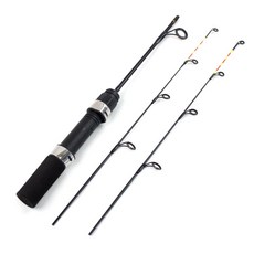 釣友俱樂部 2尖碳素冰釣竿 超軟超輕 便攜式 冬季釣魚竿, 黑色,57厘米