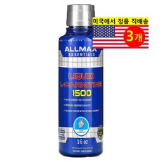 ALLMAX 액상 L-카르니틴 1500mg 블루 라즈베리 맛 Liquid L-Carnitine, 3개, 473ml