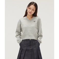 리 LEE 우먼 브이넥 니트 라이트 그레이