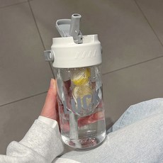 夏季大容量水杯女生高顏值便攜式運動吸管杯新款帶茶隔學生杯子, 1個, 1L, 吸管杯 白色:小號【600ml】
