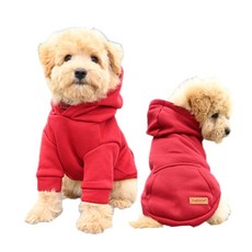 해다온몰 강아지 반려견 포켓 후드티, 레드