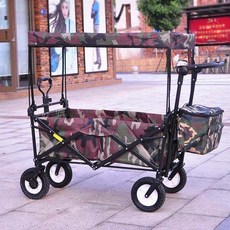 便攜式折疊戶外拖車 野營/購物/露營適用, 套裝系列標準款陸軍迷彩+頂棚+冰包, 1個