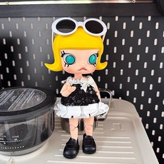 팝마트 몰리 지거 인형옷 인형 의류 피규어 20~22cm크기 BJD 인형 의상, 블랙 스커트 3피스 세트(안경+스커트+신발)-인형불포함