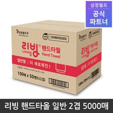 리빙 삼정펄프 핸드타올 일반 무형광 2겹 5000매 1박스, 5000개입, 1개