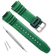 OliBoPo 카시오 AQ- S800W SGW-300H MRW-200H AE-1200 W-800H W-735H용 방수 천연 수지 교체 시계 밴드 (아미 그린), 반투명 그린