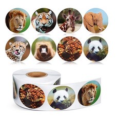 500매입 8종 동물 원형 스티커, 1세트, 혼합(S6129) 500매