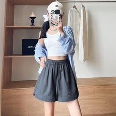 新款高腰顯瘦闊腿五分運動短褲