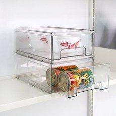 이지유 적층형 서랍식 정리함 다용도 주방 펜트리 슬라이딩 수납 보관 플라스틱, 투명, 1개