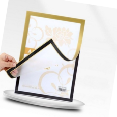 자석메모판 부착형 무타공 자석 프레임 게시판 알림판 A4, 골드