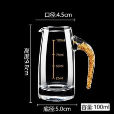 中式金箔玻璃分酒器 金山銀山喝用酒具 酒壺玻璃盃家用中國風 中式金箔玻璃分酒器 高端酒具 品酒必備, 1個, 水晶100ml金箔把