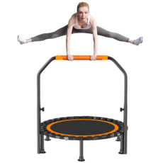 Aiiyya 성인용 접이식 트램폴린 접이식 피트니스 트램폴린 실내 방방이 가정용 유산소 전신 운동 점핑 다이어트 홈트 머신 원형 안전 조용한 디자인, 흑색
