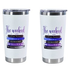 AGH 스테인레스 스틸 더블 레이어 진공 텀블러, 2개, 600ml, 화이트