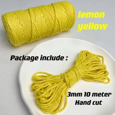 3mm 11 야드 35 색상 옵션 Macrame 코드 코튼 로프 4 플라이 트위스트 Macrame 스레드 Macrame 용품 DIY 공, 01 3mm 10Meters, 03 Lemon Yellow