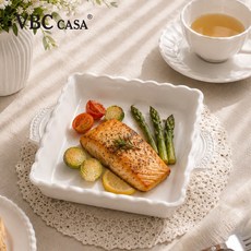 VBC casa 純白蕾絲系列 22cm 正方雙把手烤盤, 1個