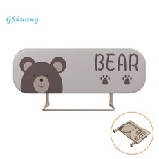 GShuang 접이식 침대가드 작은 곰 높이조절 휴대용 침대가드레일, 그레이