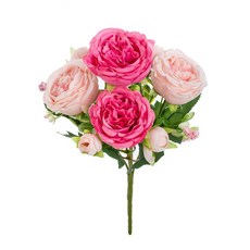 꽃병 가정 축제 웨딩 아치 모란 DIY 장식 장미 인공 3개 선물 정원 야외, 1pc 2, 부르고뉴