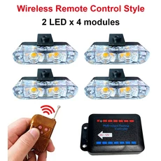 호환 2 LED 차량 클립 신호등 차량 전면 그릴 비상 스트로브 라이트 깜박임 경고 램프 DIY, 07 2x4 Remote Control, 05 Yellow and White