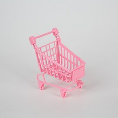 迷你食玩仿真貨架 超市小貨架 過家家玩具 微縮食玩 迷你展示架模型擺件 兒童過家家, 1個, 粉色小推車