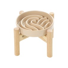 급체 방지 애완동물용 식기 강아지 급체 과식 비만방지 밥그릇 체중조절 식단조절 급체 방지 슬로우 식기+받침대 강아지 고양이 겸용 파도 모양, M, 1개, 화이드