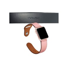 InMUSE Apple Watch相容基本皮革環扣錶帶, 粉色的, 42/44mm