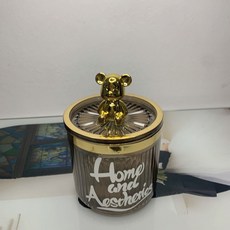 精品上新 ins風 高顏值便攜創意牙籤筒收納棉籤筒棉籤罐防塵帶蓋小紅書同款 上新, 印花菸灰Ahome, 1個